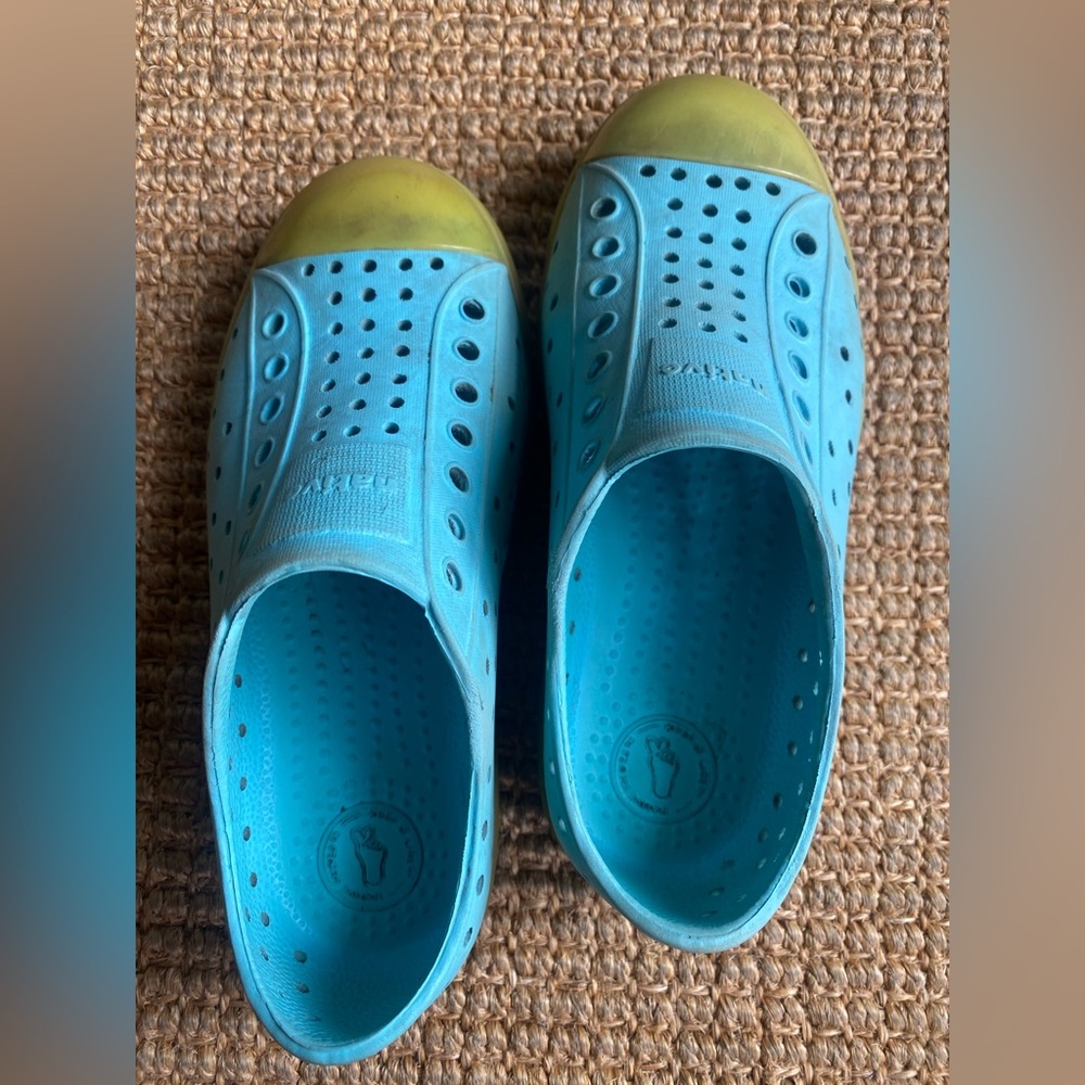 Glow in the dark Toe Cap Natives Kids Blue Slip-On Water Shoes